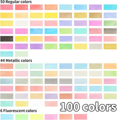 100-Color Watercolor Set, Metallic, Macaron & Fluorescent Paints, Case & Brushes