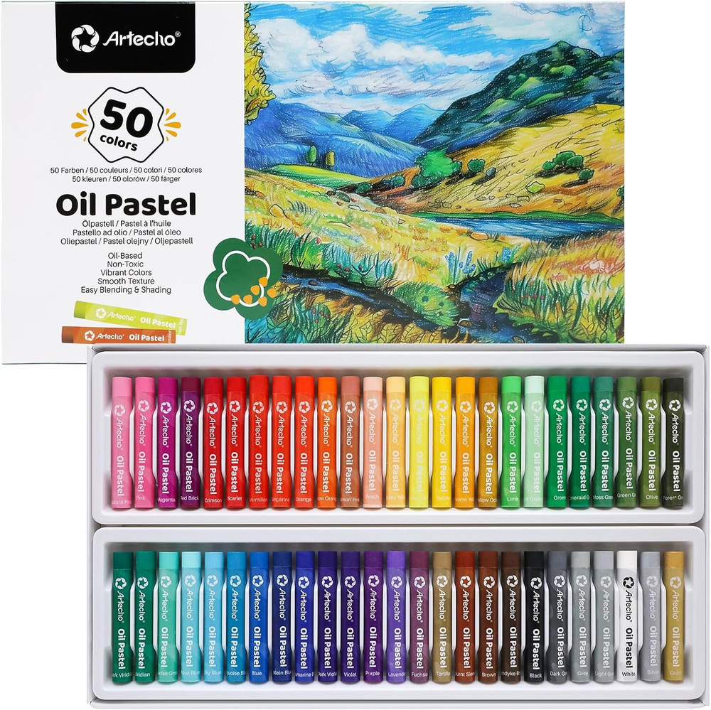 Oil Pastels Set of 50 Colors (8 X 60 Mm), Soft Oil Pastels for Art Painting, Dra
