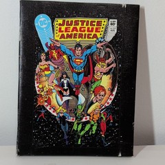 Artissimo Designs Justice League Stars BG Stretched Canvas Art 8.5 x 6.5 in