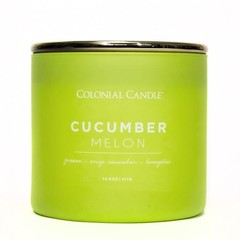 Colonial Candle Cucumber Melon Scented Jar Candle, 14.5 oz, Greenish Yellow