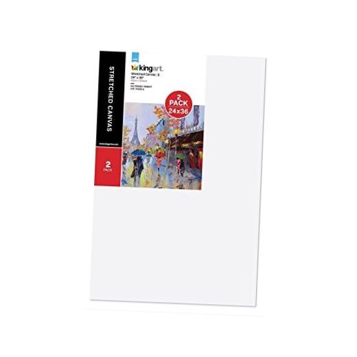 Stretched White Canvas Set – Rectangle 4×36 Inch – 100% 24″ x 36″ – 2 Pack