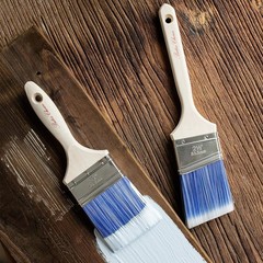 2 Pack Paint Brushes Set: 3 Inch Flat & 2.5 Inch Angled with Wood Handle