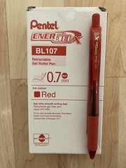 (12-COUNT) Pentel EnerGel-X Retractable Roller Gel Pen .7mm Red Barrel BL107B