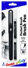 Pentel Arts Pocket Brush Pen, Includes 2 Black Ink Refills Office Product