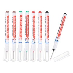 8Pcs Long Head Deep Hole Marker Pens (Black, Red, Green, Brown)
