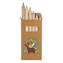 6 x ‘Child Reading Book’ Short 85mm Pencils / Coloured Pencil Set (PE00081060)