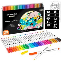 28 Colors Fabric Markers, Fabric Markers Permanent Markers for T-Shirts Cloth…