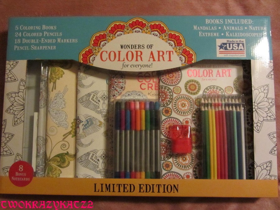 Leisure Arts Wonders Of Color Art Coloring Set 5 Books + Pencils + Markers