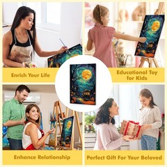 Halloween Framed Paint By Numbers Spooky Starry Witch Night Sky Full Drill