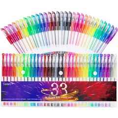 TANMIT Glitter Gel Pens, 33 Colors Neon 33 Count (Pack of 1), 33