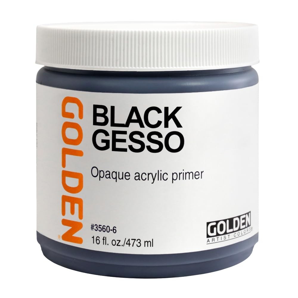 Black Gesso 16 fl. oz. Jar, Professional Acrylic Gesso Opaque