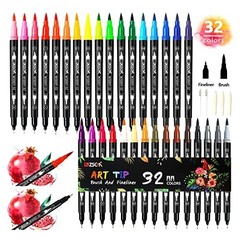 ZSCM 32 Colors Duo Tip Brush Markers Art Pen Set, Artist Fine and Brush Tip C…