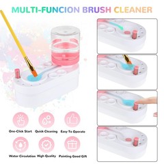 Painting Station Brush Cleaner 20×16 Inch Silicone Mat 12 Color Paint 10 Brush