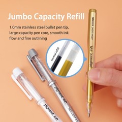 Gold Silver White Ink Gel Pens 1mm Medium Fine Point 6 PCS Set For Art