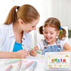 Dustless Chalk for Kids Toddlers – Colored Sidewalk Chalk with Holder 12 Pcs