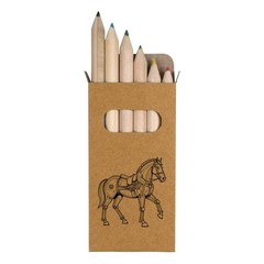 6 x ‘Mechanical Horse’ Short 85mm Pencils / Coloured Pencil Set (PE00091826)