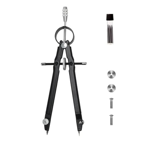 Compass for Geometry, Metal Compass with Extra Refills Compass Black 1pc