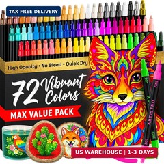 ARTISTRO 72 Precision Dual-Tip Acrylic Paint Markers – Paint Pens Set with Dot &
