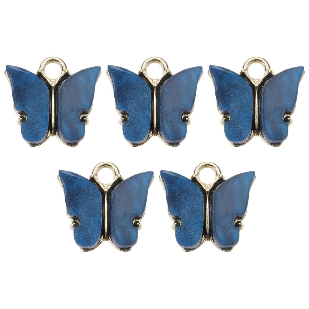 5Pcs Butterfly Charm Acrylic 14x16mm for DIY Crafts Bright Blue