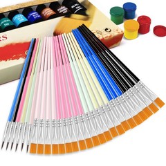 Acrylic Paint Brushes 48 Pcs, Watercolor Canvas Face Art Set, Multicolor