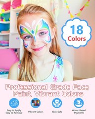 Lictin Water Based Face Paint – 18 Colors Painting Kit with 18 colors