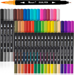 36 Dual Brush Markers for Adult Coloring Books – Fine & Brush Double Pens for Jo