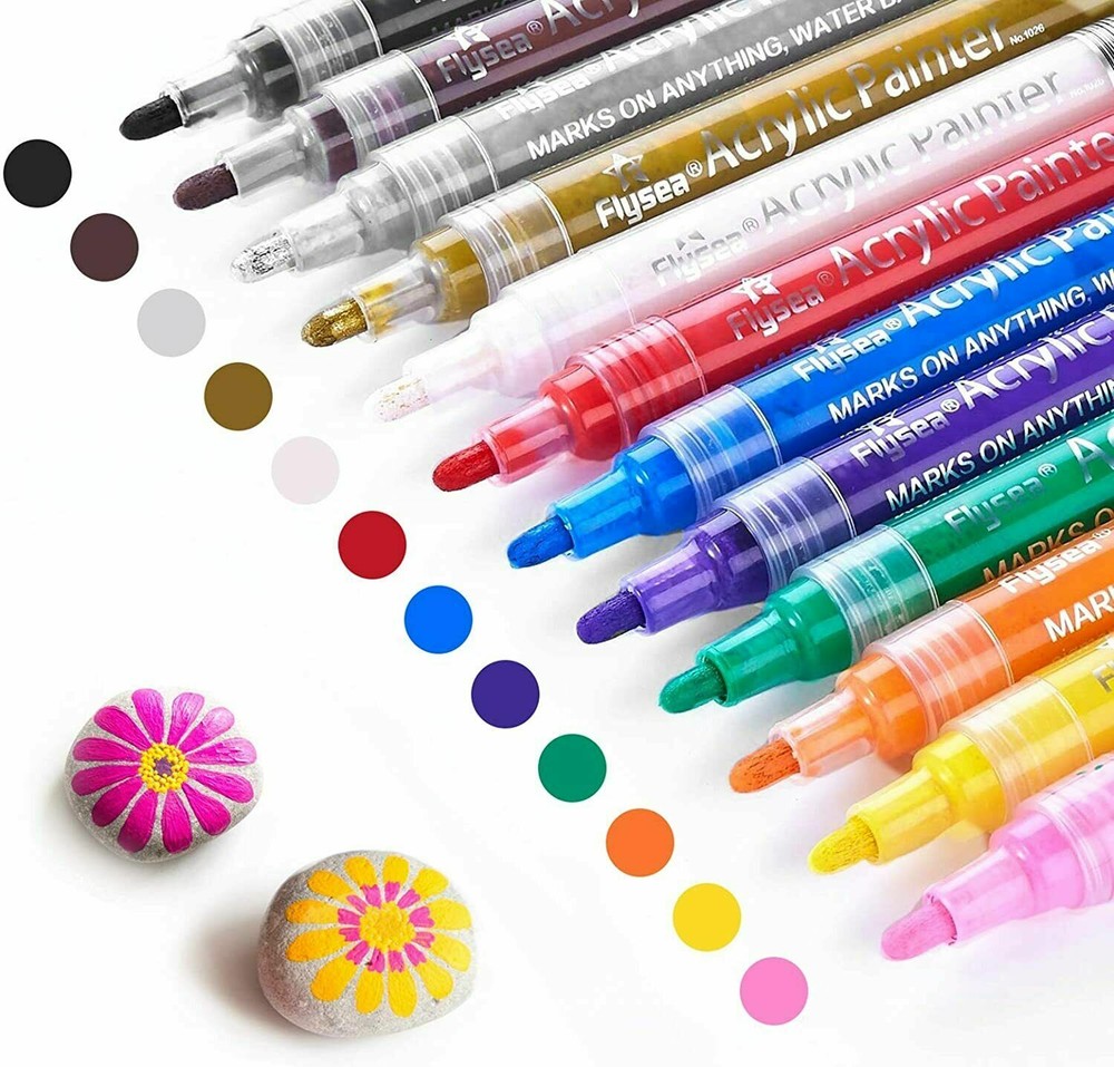 Acrylic Paint Marker Pens Permanent for Stone Painting Ceramic Glass Wood Fabric