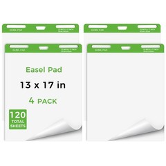 Mini Easel Pads 13×17 Inch 4 Pack Non-Stick, Flip Chart Paper Teacher 30 Sheet