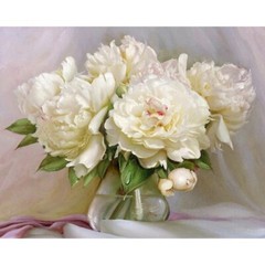 Paint By Numbers Adults kids White Flowers Vase DIY Painting Kit 40x50CM Canvas