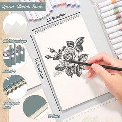 4 Pack Sketch Book, 9 x 12 Inch Sketchbook, 68lb/100gsm Top Spiral Bound Sket…