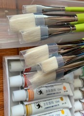 Watercolors Set (24 colors) AND Paint Brushes Set (6 brushes) BRAND NEW