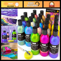 20 Colors Iridescent Acrylic Paint Set – 250ml Metallic Non-Toxic Art Supplies f