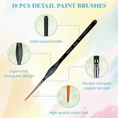12pcs Miniature Paint Brushes Drybrush Set, Detail Small, Black