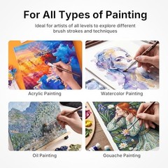 30pcs Paint Brush Set, Professional Acrylic Paint Brushes with Paint Wood