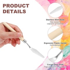 7.68″ 8Pcs Stainless Steel Palette Knife Birch Handle Point#4 Natural Wood Color