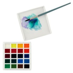 K English Glazed Porcelain Palette Sturdy Construction With 20 Deep Paint Wells