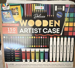 Bendon Deluxe Wooden Artist Case Multicolor 150 Piece Mixed Media Art Set