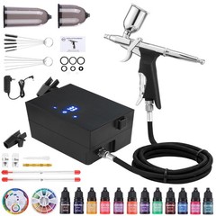 40PSI Airbrush Kit with Air Compressor, Portable Air Brush Kit with 10 AirBru…