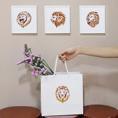 Lion Head Pattern Stencils 4 Styles With Brush 5.9×5.9 Inch Reusable PET Art