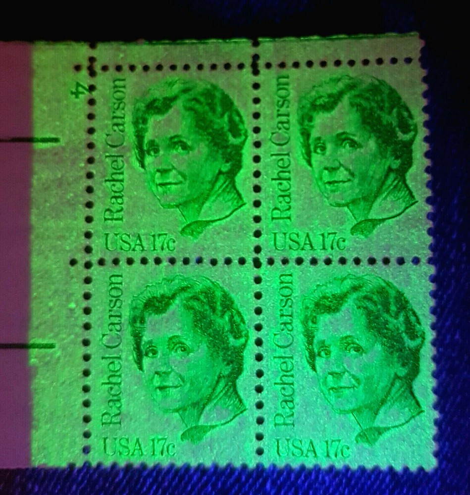 1980 Plate Block 1857 US MNH Stamps 17c Rachel Carson! Heavy Tagging/Shadow EFO