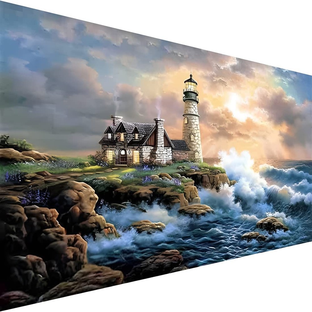 Large Paint by Number for Adults(24X16 Inch),Lighthouse Paint by Numbers Kits fo