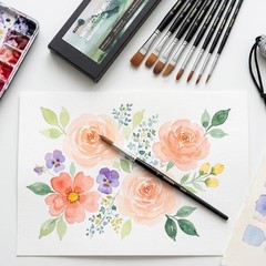 Watercolor Brush Professional, 9Pcs Water Color Paint Brushes Set for Artists…