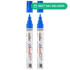 Overseas 2pk Blue Fine Tip Paint Markers 0.9mm Permanent Oil-Based Ink