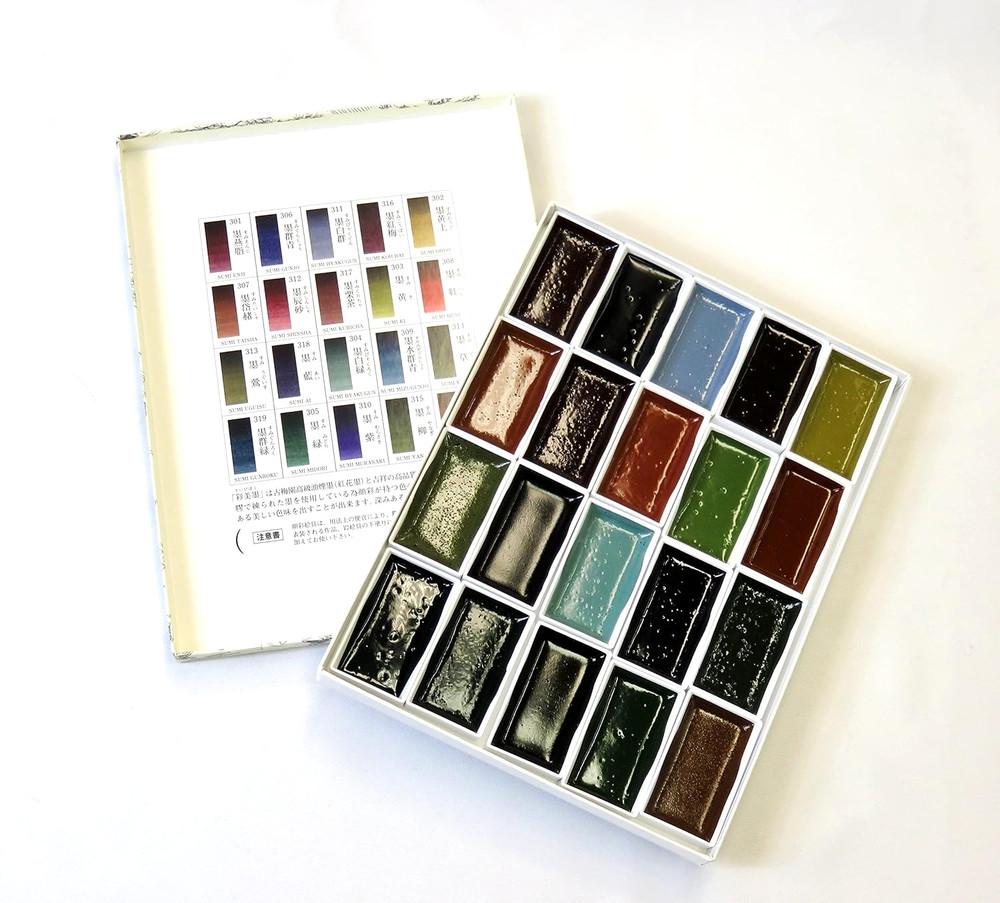 Kobaien Saibiboku 20 Colors Japanese Watercolor Paint Set Ink Pigment Japan