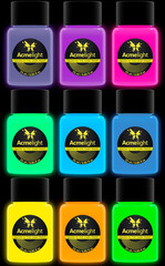Glow in the Dark Acrylic Paint Set – 9 Neon Fluorescent Colors for Canvas, Wood