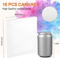 16 Pack 8x10in Canvas Painting Kit, Canvases Board & Easel & Acrylic Paint Se…