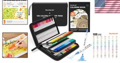Fine & Brush Tip Markers in Portable Case – 105 Colors