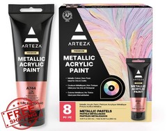 ARTEZA Pastel Acrylic Paint 8 x 120ml Metallic