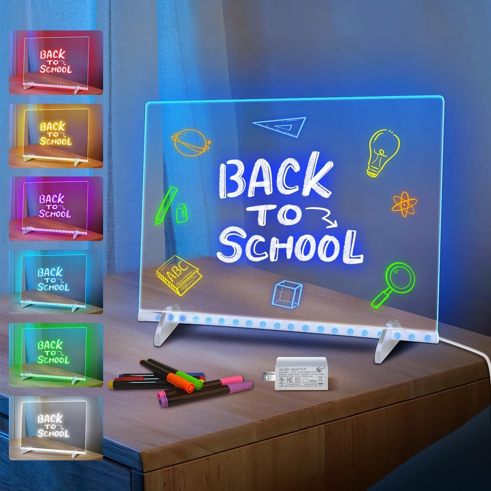 LED Note Board with 7 Colors, Includes Adapter, 13″x10″ Led Drawing Board for…