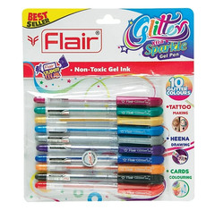 Flair Glitter Sparkle Gel Pens Pack of 10 1.0mm Multicolor SmooFlair glitter pen